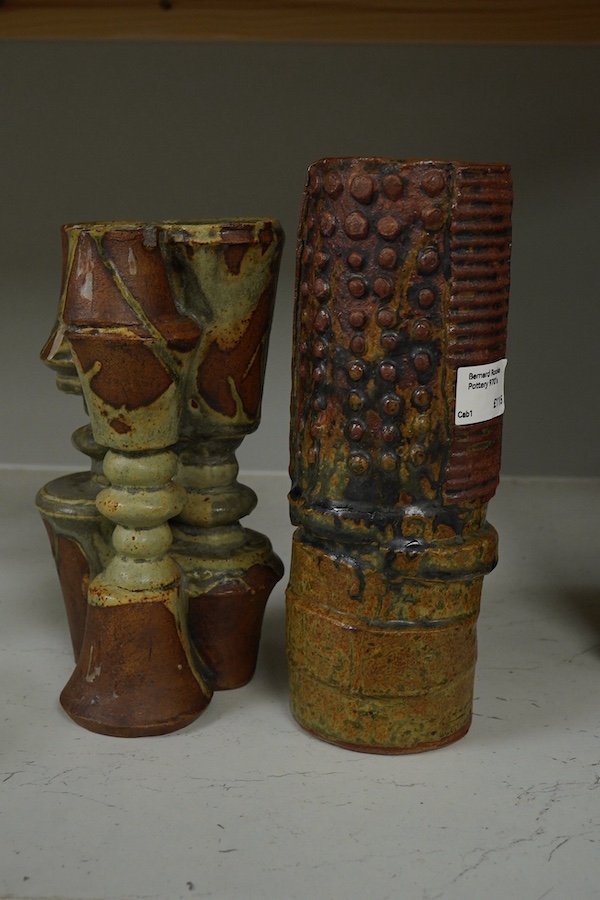 Two 1970’s Bernard Rooke pottery vases, largest 21cm high. Condition - good, one with chip to the top rim